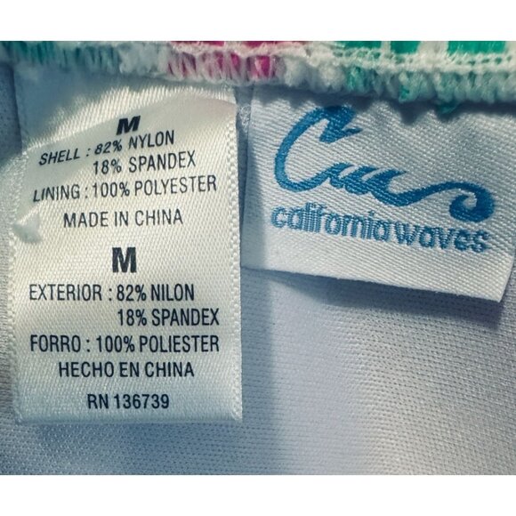 NWT California Waves M Floral Halter Bikini Top Padded Double Tie Back Design - Picture 3 of 12